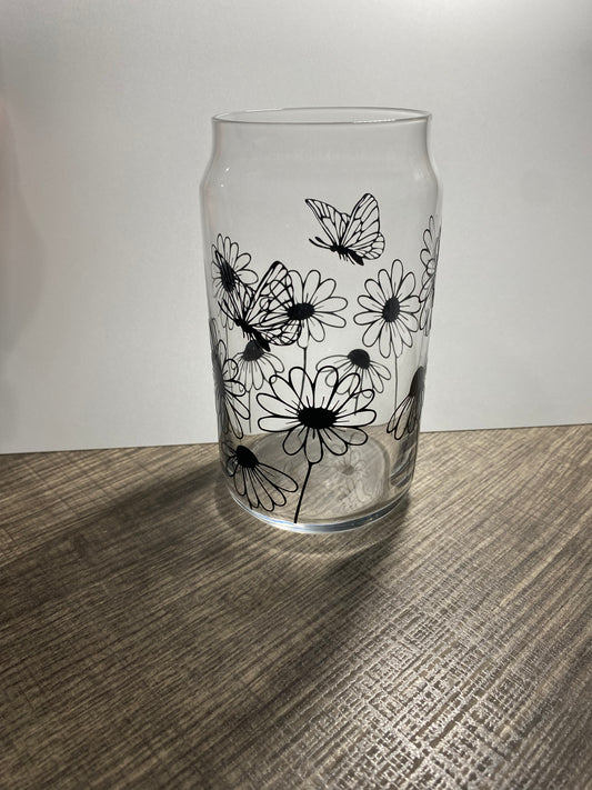 Color Changing Beer Can Glass Floral Cup Libbey Glass 