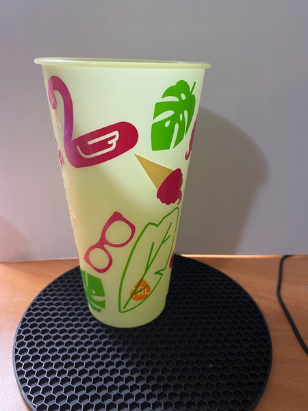 Summer Vacation Color Changing Plastic Tumbler 24 oz