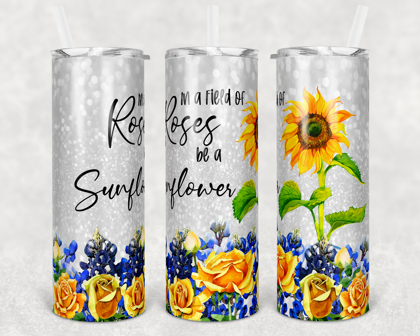The "Sunflower" 20 oz Double Wall Stainless Steel Tumbler